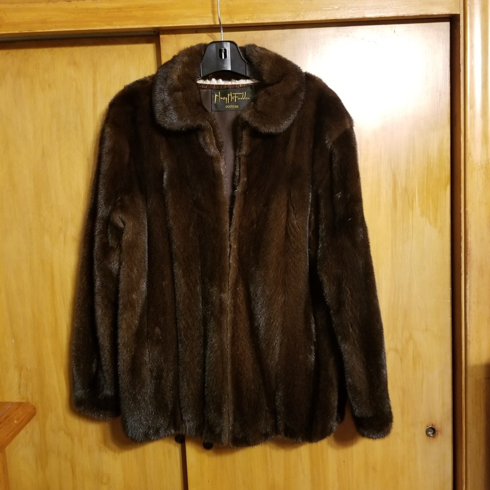 Authentic Mary McFadden Mahogany Mink Bomber Jacket
